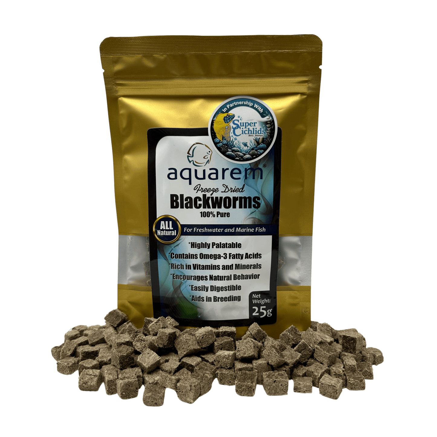 Premium Freeze Dried Blackworms | Super Cichlids All Natural (25g) 197644422463 Super Cichlids